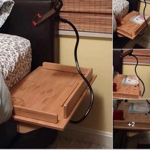 Easy Share bedside bamboo shelf